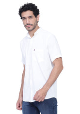 Men's Cotton Fabric Half Sleeve White Shirt - by Apektra